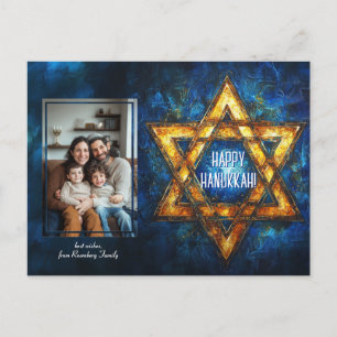 Postal Foto del personalizado Happy Hanukkah ✡️, Estrella