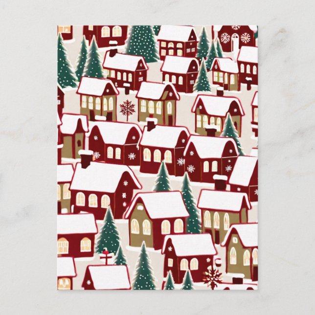 Postal Foto del pueblo de Navidad en árbol de Navidad (Anverso)