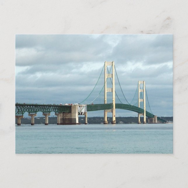 Postal Foto del puente Michigan Mackinac (Anverso)
