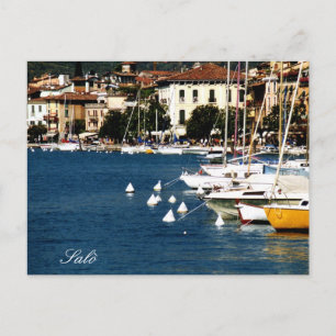 Postal Foto del puerto y la bahía de Salò Lake Garda