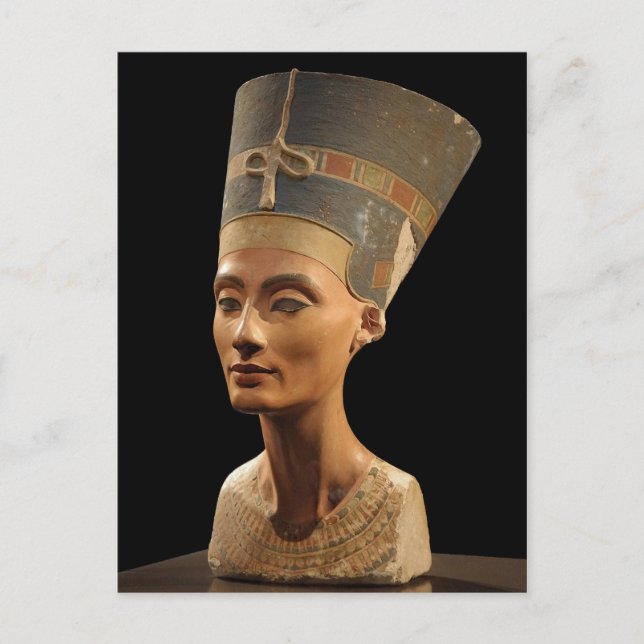 Postal Foto del quiebre de Nefertiti en el Museo Neues (Anverso)