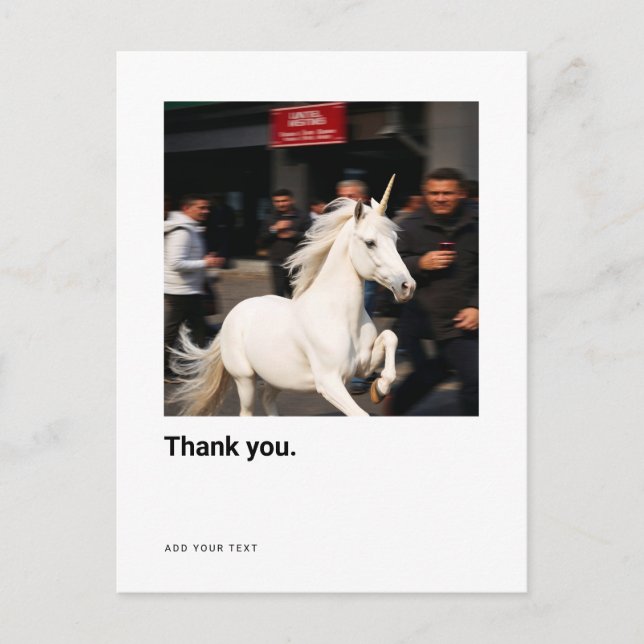 Postal Foto Divertida de Unicornio Gracias (Anverso)