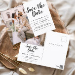 Postal Foto editable Guardar la fecha elegante Minimalist<br><div class="desc">Imagen Minimalista editable moderna y elegante Guardar la postal del Boda de fecha. La tarjeta de invitación para guardar la fecha incluye una tipografía de escritura con letras a mano moderna con una moda y un diseño sencillo al que se puede añadir la imagen de fotografía de compromiso personalizada.</div>