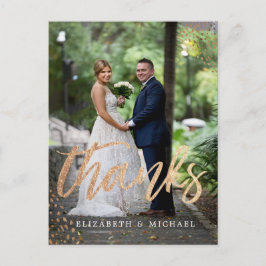 Postal Foto Elegante Boda Cobre Oro Gracias