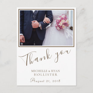 Postal Foto Elegante Gracias Boda Foto Personalizada