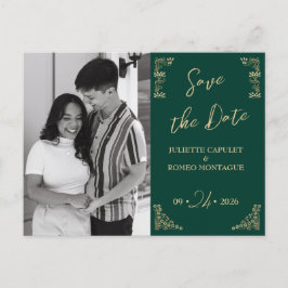 Postal Foto,Elegante oro Art Deco sobre verde salva la fe