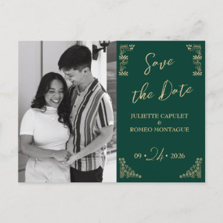 Postal Foto,Elegante oro Art Deco sobre verde salva la fe