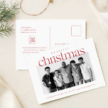 Postal Foto empresarial de Navidades más valiosos<br><div class="desc">Celebre las vacaciones con esta elegante postal de Navidades de negocios, con un alegre diseño rojo y blanco. El saludo de los "Navidades más bonitos" complementa la foto del equipo de su empresa, haciendo que esta tarjeta sea perfecta para comunicaciones de vacaciones corporativas. Su diseño minimalista transmite un mensaje profesional...</div>
