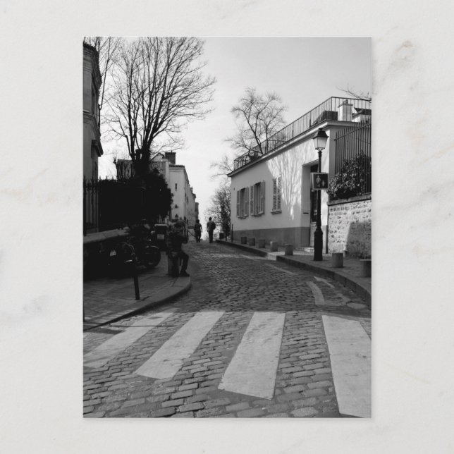 Postal Foto en blanco y negro de la calle Cobbble en Mont (Anverso)