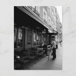 Postal Foto en blanco y negro de un café callejero en Par