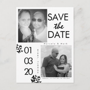 Postal Foto en Blanco y Negro Save The Dates Mariposa