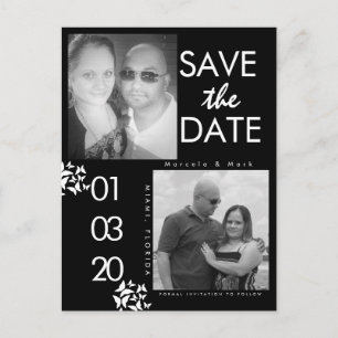 Postal Foto en Blanco y Negro Save The Dates Mariposa Tar