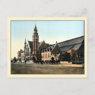 Postal Foto en color de la antigua 1890 de la estación de