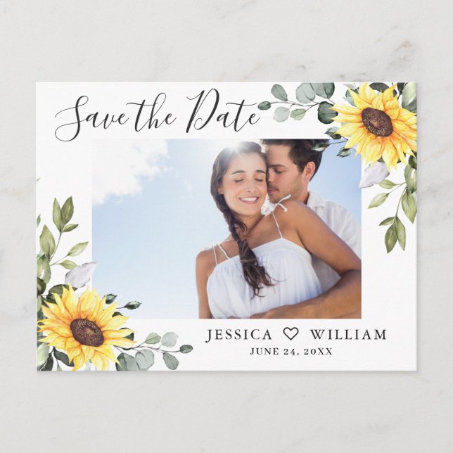 Postal Foto Eucalyptus Boda de girasol Salven la fecha (Anverso)