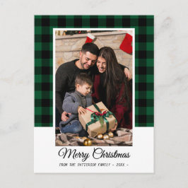 Postal Foto familiar Búfalo Verde Jugado Feliz Navidad