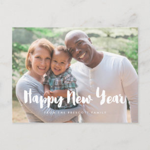 Postal Foto familiar de Año Nuevo Feliz Moderno