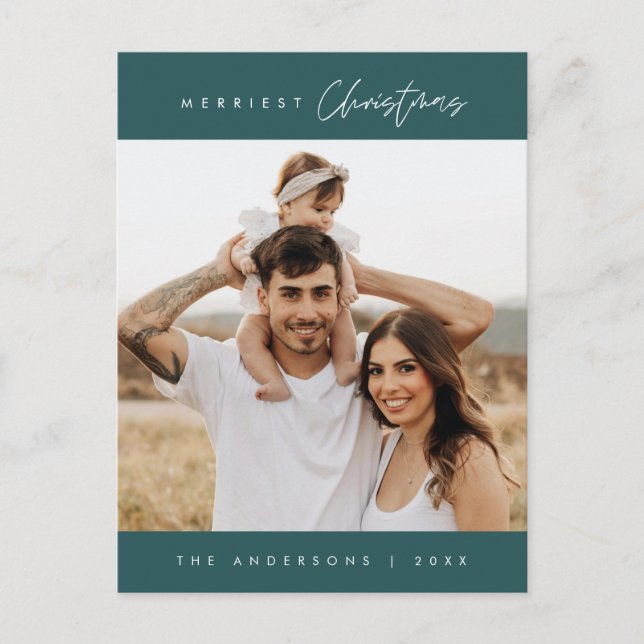 Postal Foto familiar de los Navidades más amables, modern (Anverso)