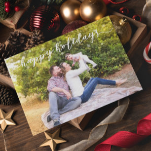 Postal Foto Familiar Navidad Felices Fiestas Copo de Niev