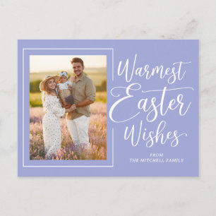 Postal Foto familiar personalizada en Pascua azul violeta