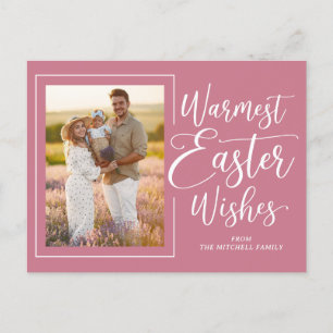 Postal Foto familiar personalizada en Pascua de color ros