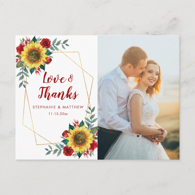 Postal Foto Geométrica De La Rosa Roja Del Girasol Gracia (Anverso)