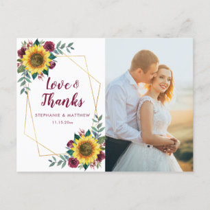 Postal Foto geométrica del Rosa de Girasol de Borgoña Gra