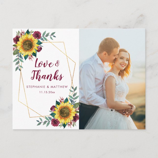 Postal Foto geométrica del Rosa de Girasol de Borgoña Gra (Anverso)