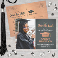 Foto Graduación Gris y Cobre Falso Aviso de Fecha 