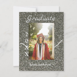 Postal foto graduación Silverglitter agregar nombre texto