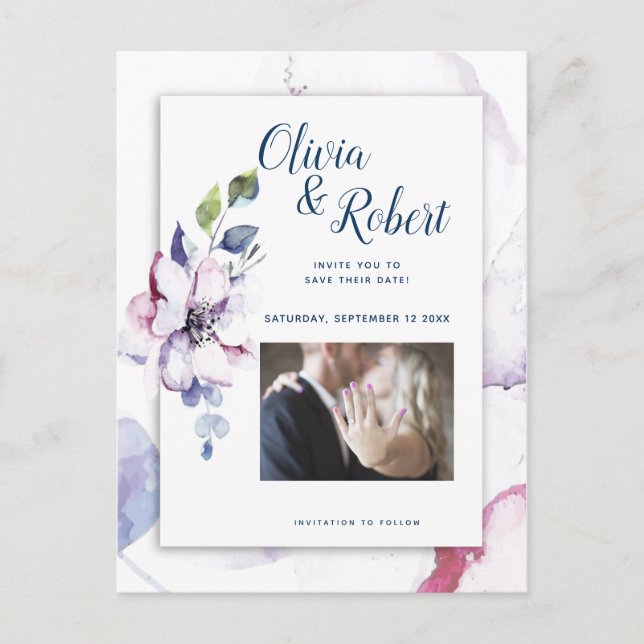 Postal Foto Guardar la acuarela de las flores de Apple (Anverso)