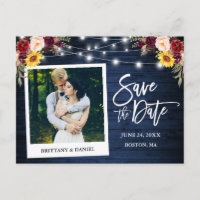 Foto Instantánea Floral Azul Madera Salvar La Fech