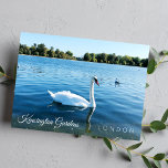 Postal Foto: Kensignton Gardens El parque real LONDON UK<br><div class="desc">Bella natación de cisne blanco en el estanque redondo en Kensington Gardens Royal Park London UK - postal de fotografía - setiembre de 2019 - foto de Anka</div>
