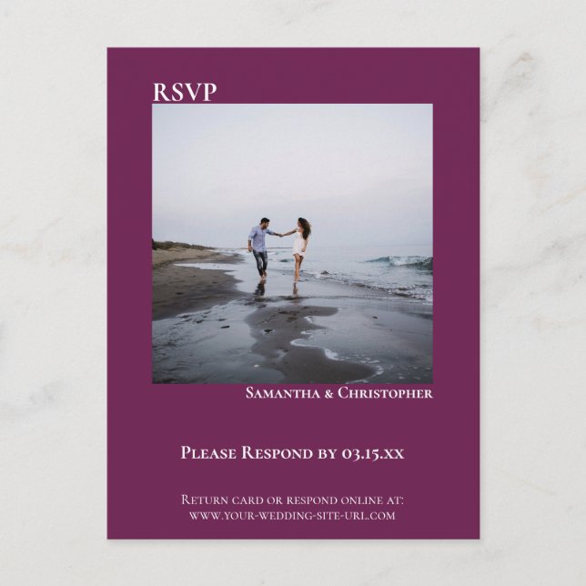 Postal Foto minimalista Cassis moderna Boda simple RSVP (Anverso)