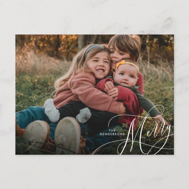 Postal Foto minimalista de ferry Script Holiday (Anverso)