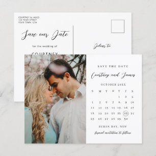 Postal Foto minimalista del calendario Guardar la invitac