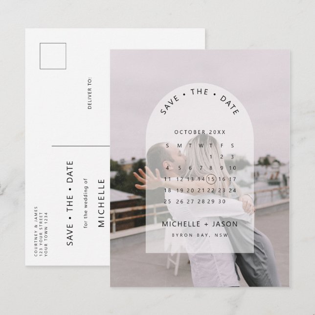 Postal Foto minimalista del calendario Guardar la invitac (Anverso / Reverso)