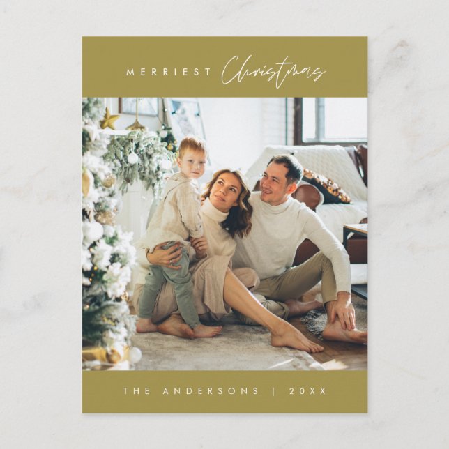 Postal Foto Minimalista moderna, familia de los Navidades (Anverso)