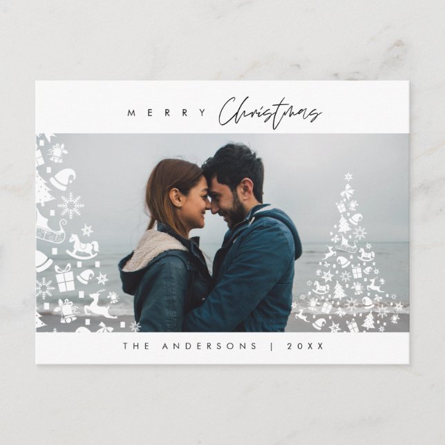 Postal Foto Minimalista moderna, familia de los Navidades (Anverso)