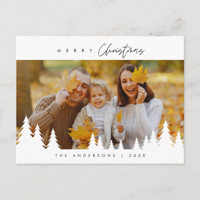 Postal Foto Minimalista moderna, familia de los Navidades (Anverso)