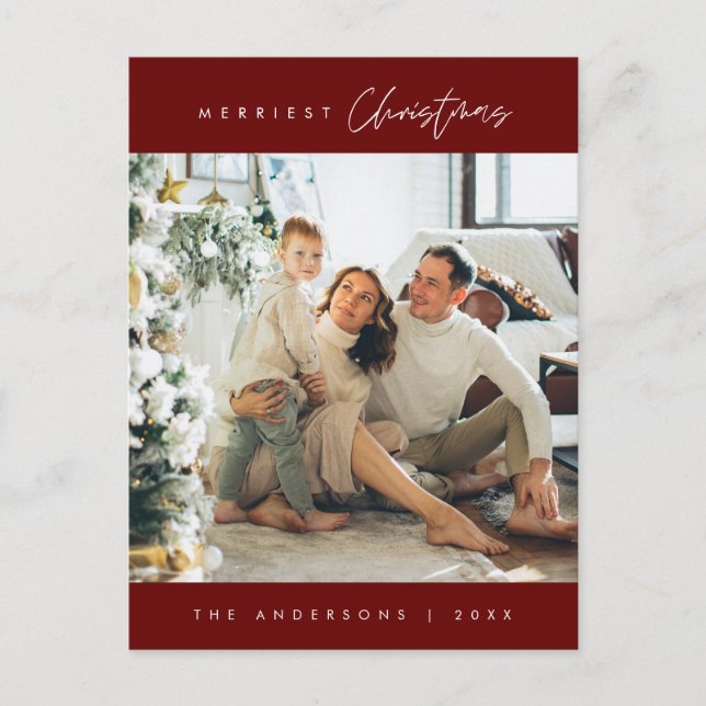 Postal Foto Minimalista moderna, familia de los Navidades (Anverso)