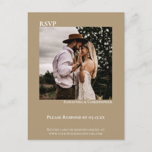 Postal Foto minimalista moderna Sandy Tan Wedding RSVP