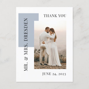 Postal Foto moderna Boda azul turbulento Gracias