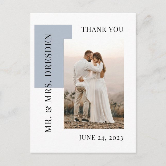 Postal Foto moderna Boda azul turbulento Gracias (Anverso)