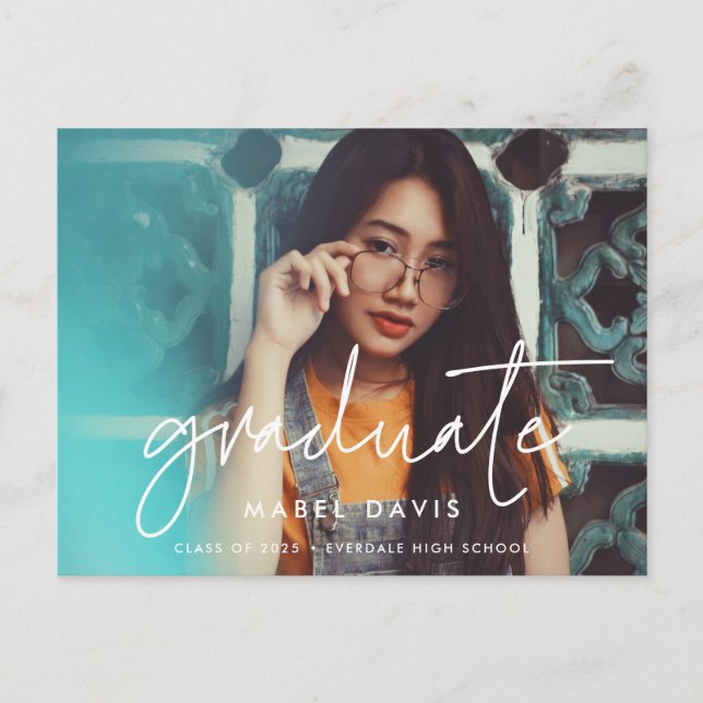 Postal Foto moderna de graduación minimalista (Anverso)