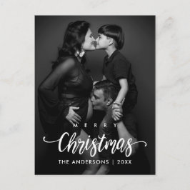 Postal Foto moderna de la familia navideña Merry