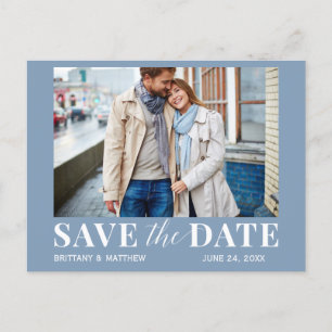 Postal Foto Moderna De Moda Dusty Blue Save The Date