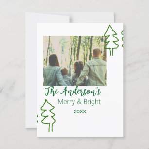 Postal Foto moderna del árbol de Navidad verde de nombre 