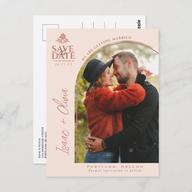 Postal Foto Moderna Del Arco De Boho Wildflower Para Salv (Anverso / Reverso)