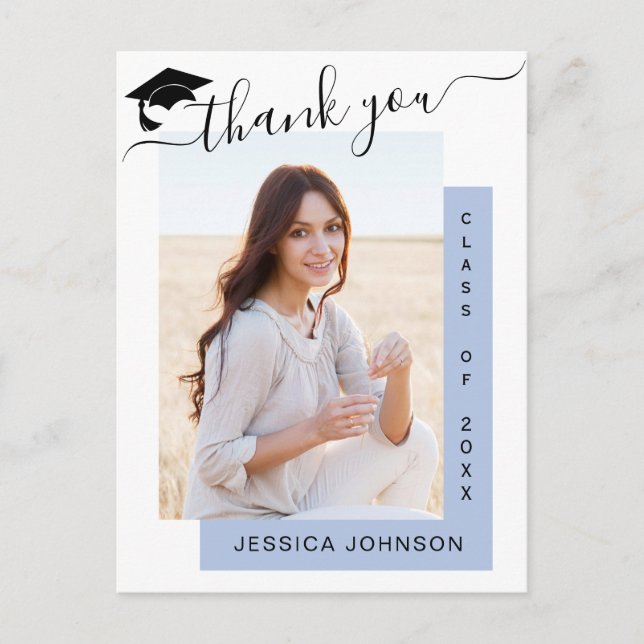 Postal FOTO Moderna Elegante Graduación Gracias Postcar (Anverso)