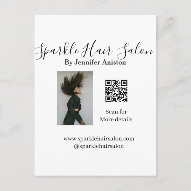 Postal Foto moderna peluquería pequeña empresa código QR (Anverso)